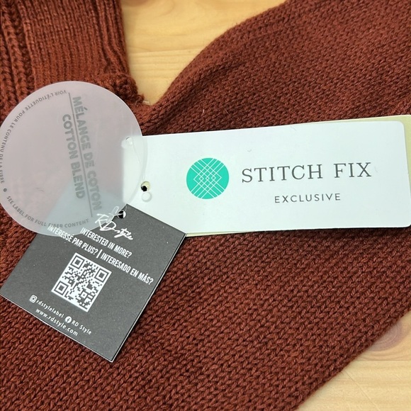RD Style (Stitch Fix) Pullover Sweater Sz M Dk Rust Ribbed Pattern Cotton Blend - Picture 8 of 11